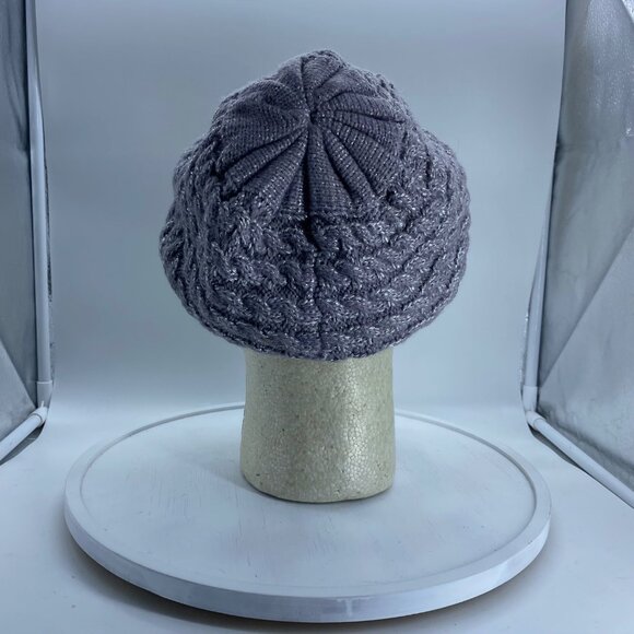 Dorfman Milano Scala Pronto Cable Knit Slouch Beret Hat Cap Purple Metallic - Picture 4 of 7